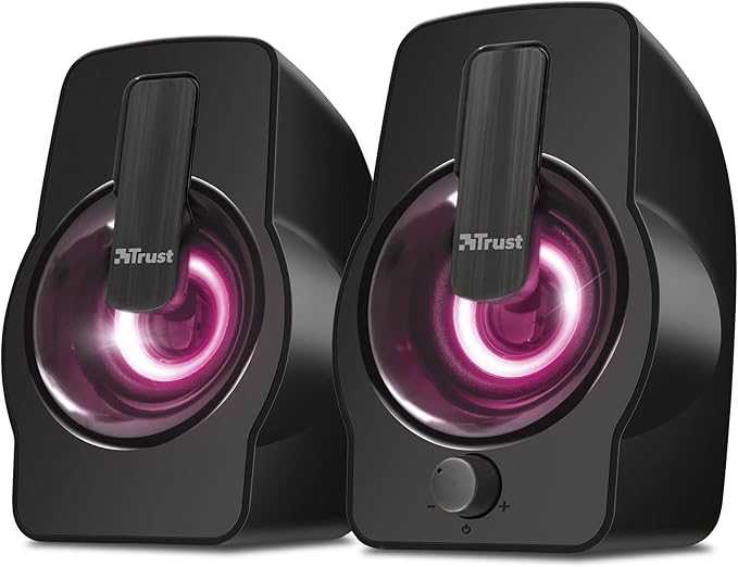 Trust Gemi RGB LED 2.0 PC Speakers for Computer and Laptop 12 W USB Powered Illuminated - Black
