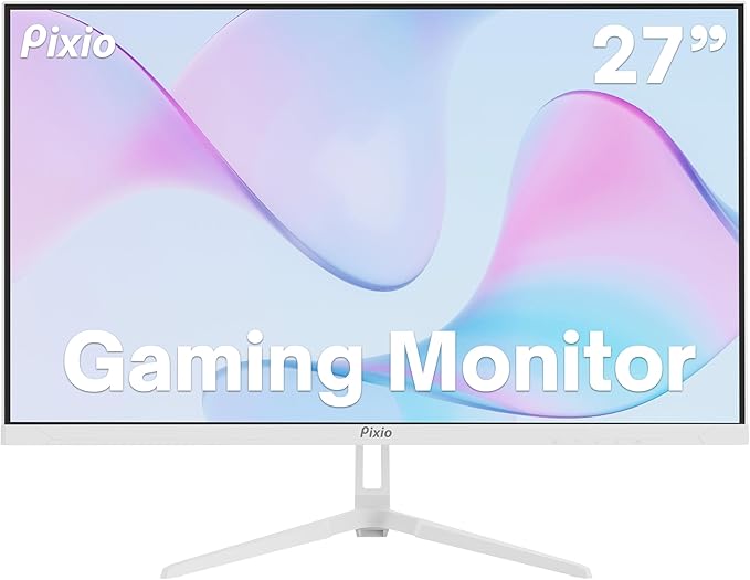 Pixio Two PX278 Wave White 27 inch 180Hz Refresh Rate FHD 1440p Resolution Fast IPS Panel 1ms GTG Response Time Gaming Monitor and PS1D Wave White Dual Monitor Arm - Fits up to 32 inches and 19.8lbs