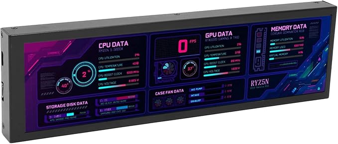 Sanpyl Computer Temp Monitor 8.8 Inch USB C Mini Screen PC Temperature Display CPU GPU SSD Data Monitor PC Sensor Panel for Desktop Gaming (Black)