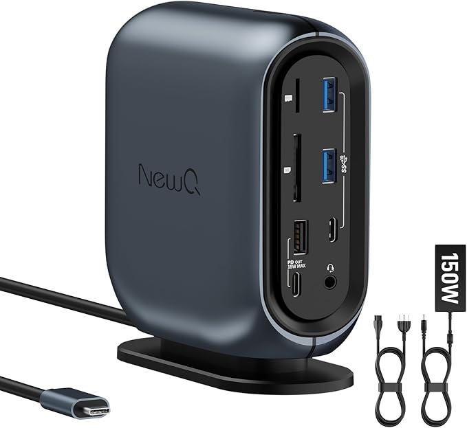 16-in-1 Universal Docking Station for All Laptops with 150W Power Adapter Triple Monitor for Mac Windows ChromeOS Linux Dual HDMI DP 10Gbps USBC USBA Gigabit Ethernet SD/TF Audio