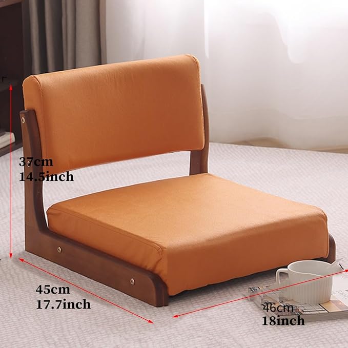 Floor Chair with Back Support for Adults Wood Floor Gaming Chair Video Game Chairs Lounger Japanese Floor Chair Meditation Floor Seat for Bay Window Living Room(/BeigeStyle 1)