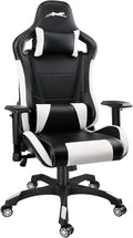 Leopard Gaming Chair High Back PU Leather Office Chair Adjustable Video Gaming Chairs Swivel Racing Chair with Adjustable Armrest (Black/White)