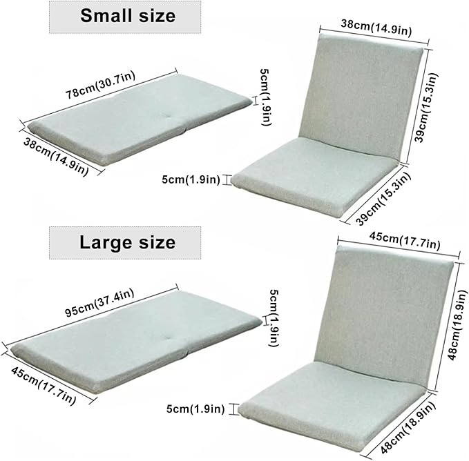 Floor Chair with Back Support Folding Sofa Chair Floor Gaming Chair Lazy Chair 6 Adjustable Position for Meditation Reading Watching TVBlue18.9×17.7×18.9in