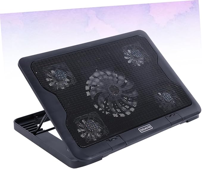 USB Laptop Cooling Pad with 5 Fans Cooler Base Anti-Skid Multi-Angle Adjustable Cooling Stand for Notebooks and Gaming Laptops