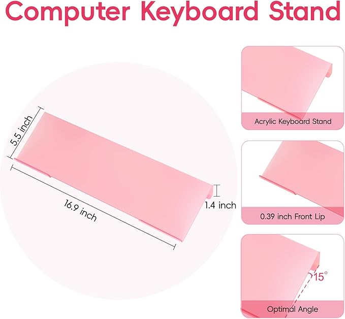 MOSISO Computer Keyboard Stand&ampWrist Rest Support for Keyboard and Mouse Pad Set Ergonomic Mousepad with Concave Curved Memory Foam Easy Typing Non-Slip Pad&ampAcrylic Stand for Home/Office Pi
