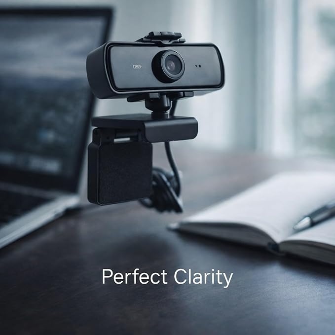 USB Computer Camera with 2K HD Video Built - in Microphone Lens Protection Cover Automatic Focus - Noise Reduction Wide Angle View Plug and Play for PC and Laptop