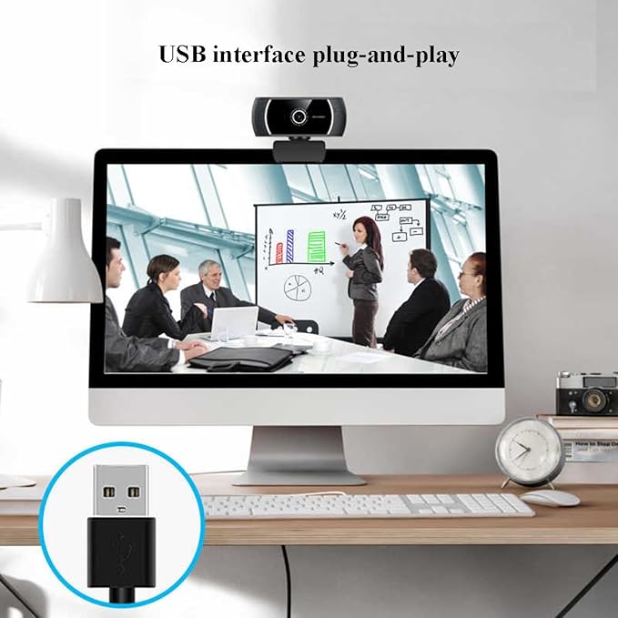 GIZNXBA PC Webcam with Autofocus Clear Audio HD Light Correction Noise-Reducing Wide Field of View Streaming USB Computer Camera with Microphone for Laptop Desktop(4K)