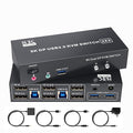 Displayport KVM Switch 2 Computers 2 Monitors 8K@60Hz/4K@120Hz Dual Monitor KVM Switch 2 Port for 2 PCs Share 2 Monitors with 3 USB3.0 Ports USB Cables and Power Adapter (8K DP 2 in 2 Out KVM)