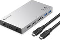 Yottamaster Aluminum USB C Hub with M.2 NVMe SSD Enclosure 10-in-1 USB C Docking Station 10Gbps for NVMe PCI-E M.2 SSD Support 100W Charging 4K HDMI RJ45 4 USB Ports Audio SD/TF Card Reader
