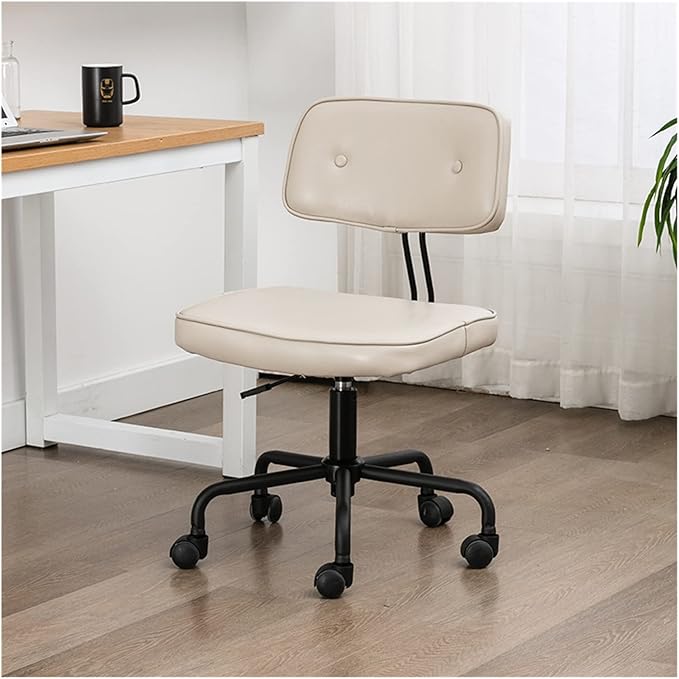Adjustable Office Computer Chair with Armrest Office Chairs Office Furniture Home Soft Cushion Computer Armchair Lift Swivel Gaming Chair(Off White)