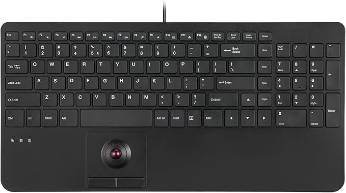 Perixx PERIBOARD-538 US Wired Compact USB Keyboard with Trackball - X Type Scissor Keys - 15.63x7.8x1.46 Inches (397x198x37mm) - Build-in 2 USB Hubs - Black