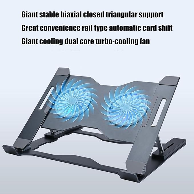 Laptop Cooling Pad with 8 Levels Height Adjustment Aluminum Ventilated Stand with LED Ambiances