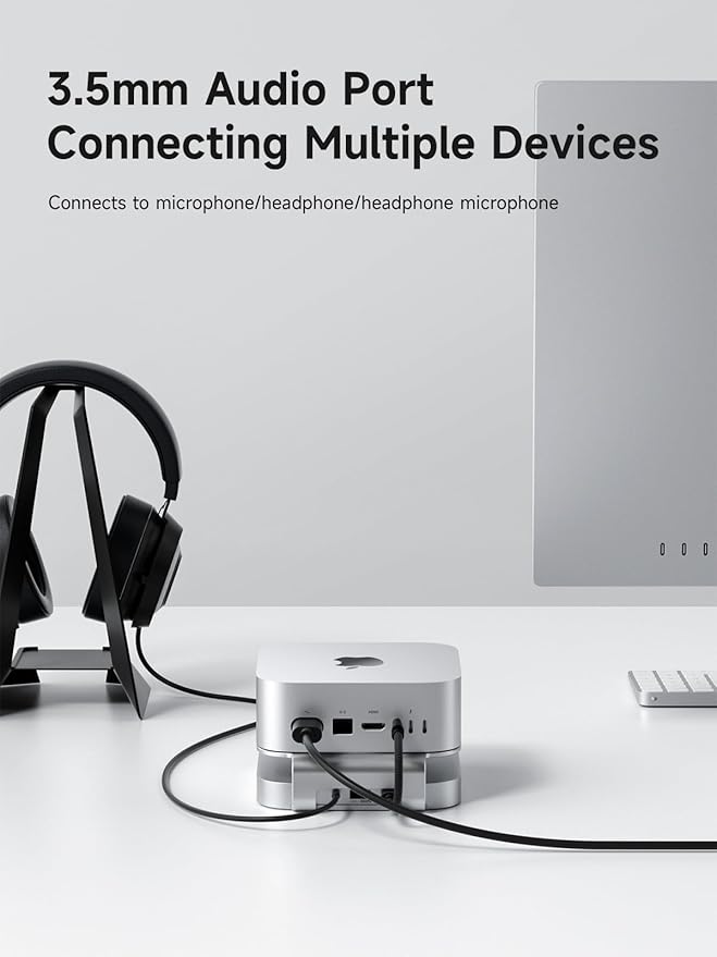 Hagibis Mac mini M4 Hub &amp Stand with 40Gbps SSD Enclosure 3 in 1 USB Type-C Docking Station with 40Gbps M.2 NVMe SSD Case USB2.0 * 3 3.5mm Jack AUX (MC60 Pro)