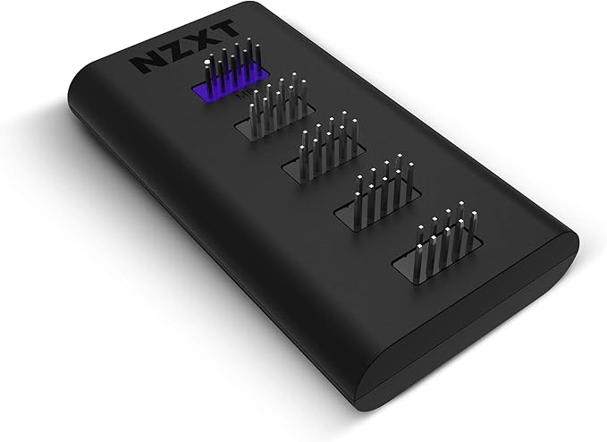NZXT Internal USB Hub 3 - AC-IUSBH-M3-4 Internal USB 2.0 Ports - 3M Dual Lock Tapes -Magnetic Body &amp F120 RGB Fans - RF-R12SF-B1 - Advanced RGB Lighting Customization - Whisper Quiet Cooling