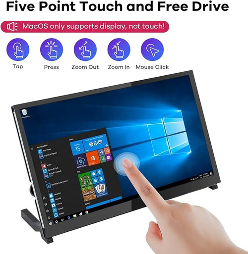 10.1 IPS LCD Capacitive Touch Screen HDMI Display Portable Monitor 1024X600 Built-in Dual Speakers for Raspberry Pi 5/4/3 Xbox PS4 Windows 7/8/10