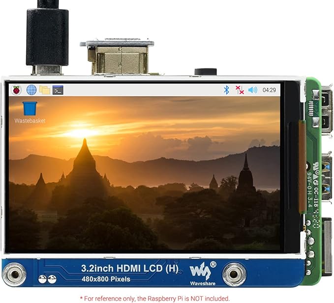 waveshare 3.2inch IPS LCD Display (H) for Raspberry Pi 4B/3B+/3B/2B/Zero/Zero W/Zero WH and Jetson Nano and Windows 11/10/8.1/8/7 480×800 Pixel Adjustable Brightness No Touch