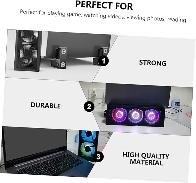 Angoily RGB Laptop Cooling Pad Adjustable Height 3 Speed Settings and Dual USB Ports for Gaming Laptops and Professional Use