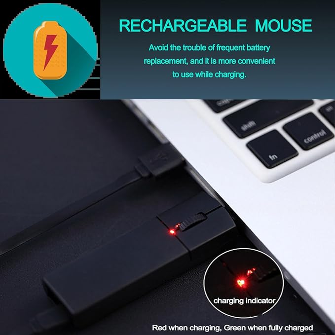 Ultra Small Bluetooth Wireless Mouse Dual Mode (BT+2.4G) Noiseless Rechargeable (with Mouse Case) 1200 DPI Slim and Portable Mini Travel Cordless Mice for PC Computer Laptop (Black)