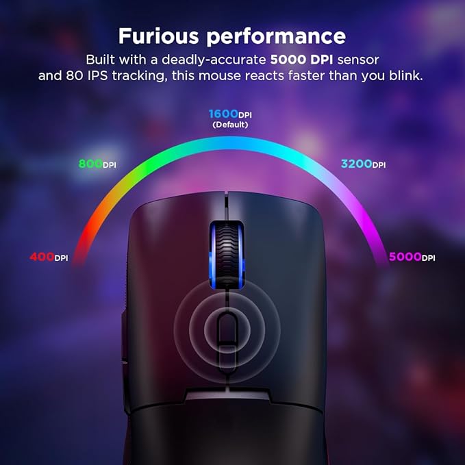 Lenovo Legion M220 Wireless RGB Gaming Mouse Dual Channel Bluetooth 2.4Ghz Wireless USB-C Charging 5-Level DPI Switch Symmetrical Medium-Large Size Black