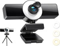 1080P Webcam with Microphone Web Camera with Fill Light Privacy Cover and Tripod Computer Camera for Zoom Meeting Streaming Video Call