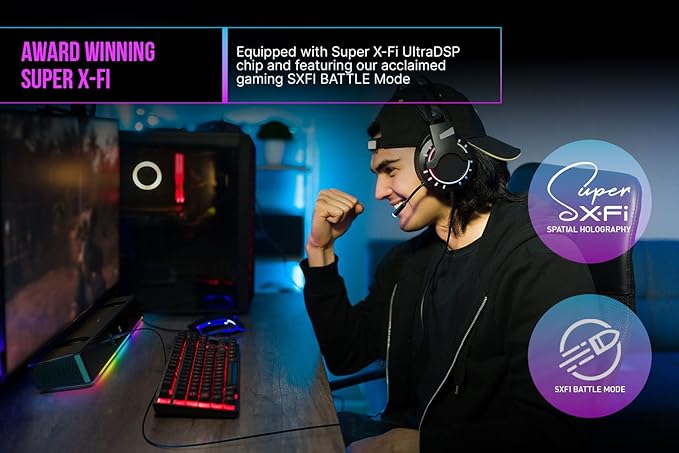 Creative Sound Blaster Katana V2X 5.1 Multi-Channel Gaming Soundbar with Compact Subwoofer 180W Peak Power ft Tri-Amplified 5-Driver Design Super X-Fi Technology and RGB Lighting