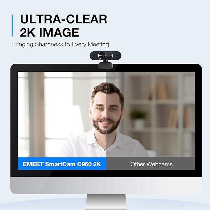 EMEET 3 in 1 Webcam - 1080P Webcam with Microphone and Speakers 2K UHD
