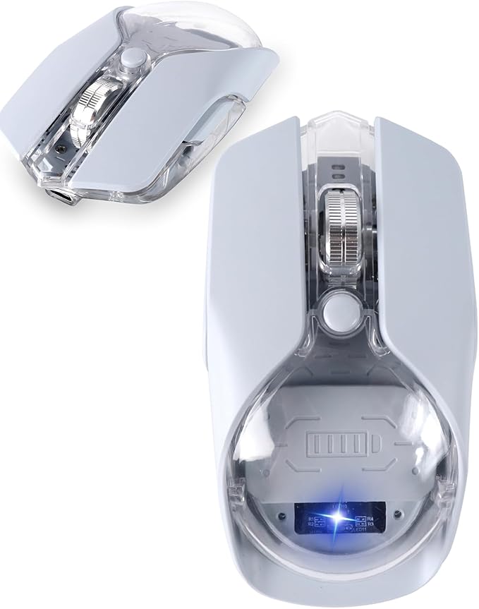Wireless Mouse-3 Modes: 2.4G Bluetooth &amp USB-C Wired Silent RGB Type-C RechargeableBattery Display Magnetic Shell Ideal for Gaming &amp Office Use Compatible with Laptops &amp MacBooks (