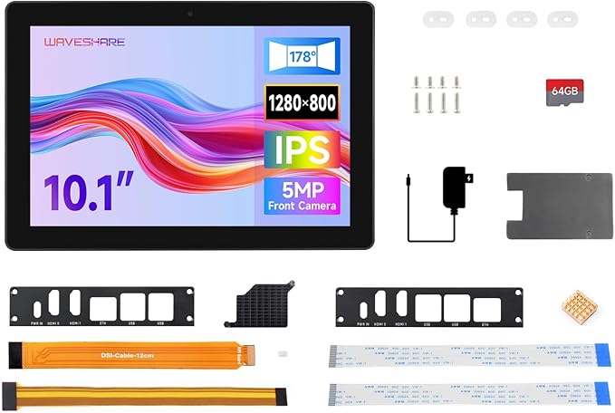 waveshare Industrial HMI All-in-one 10.1inch Touch Display Compatible with Raspberry Pi (Not Included) Supports Dual 4K HDMI Output 10-Point Touch Aluminum Alloy Case Efficient Heat Dissipation