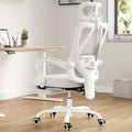 Ergonomic Office Chair with Footrest 135° Reclining High Back Mesh Desk Chair with Adjustable Lumbar Support &amp Headrest for Home Office Gaming and Nap 400 lbs Capacity (Beige Model D)