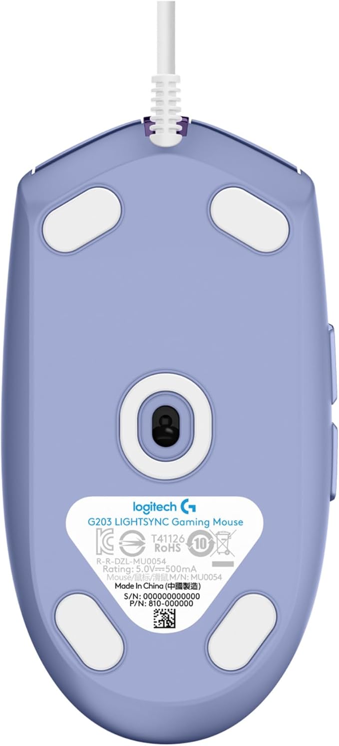 Logitech G203 Prodigy Wired Gaming Mouse 8000 DPI RGB Lightweight 6 Programmable Buttons On-Board Memory Compatible with PC/Mac - Lilac