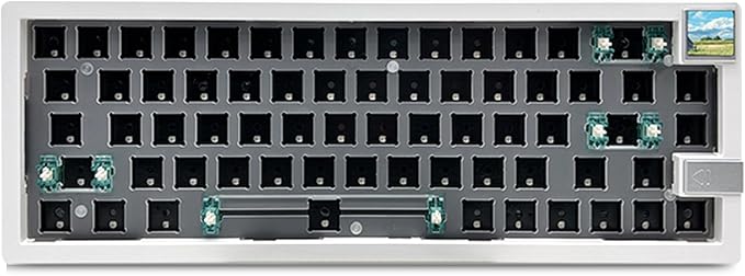 GMK67S Keyboard Barebones Kit65% Gasket Mount Hot Swap PCB Tri-Mode BT5.0/2.4G/Type-C Wireless Mechanical Keyboard with TFT-LCD Screen VIA Programmable Custom RGB Gaming Keybaord DIY Kit (White)