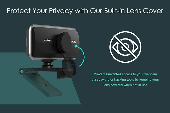 Creative Live! Cam Sync 1080p Full HD Wide-Angle USB Webcam with Dual Built-in Mic Privacy Lens Cap Universal Tripod Mount High-res Video Calling Recording and Streaming Camera for PC or Mac