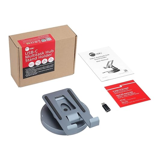 SIIG USB-C Hub Stand - iPhone 15 / iPad mini/Tablet Stand Docking Station Rotatable Base/Foldable Holder 4K 60Hz HDMI USB-A &amp USB-C 5Gbps PD 88W 3.5mm Audio/Mic SD/TF for iPad/Surface Pro 9