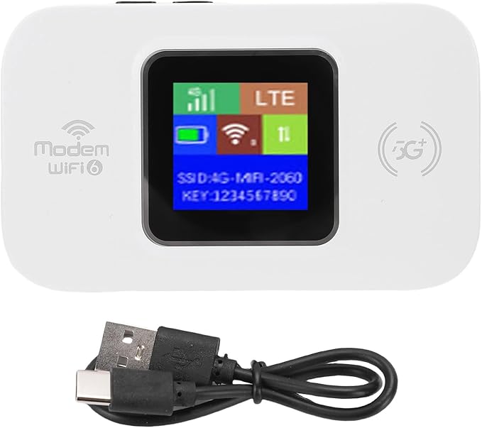 4G Mobile WiFi Travel Router Mobile Hotspot Dual SIM Card Slot Plug and Play 300Mbps Internet Router with Color LED Display Screen Battery for Smartphone Laptop Tablet (White)
