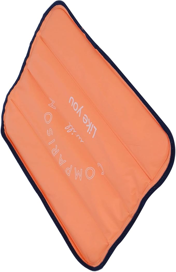 15.3 * 13in Ice Pad PVC Cool Car Liquid Cooling Pillow Ice Pillow Block Ice Pad for People in Hot Summer (7882 Orange Yellow Bottom)