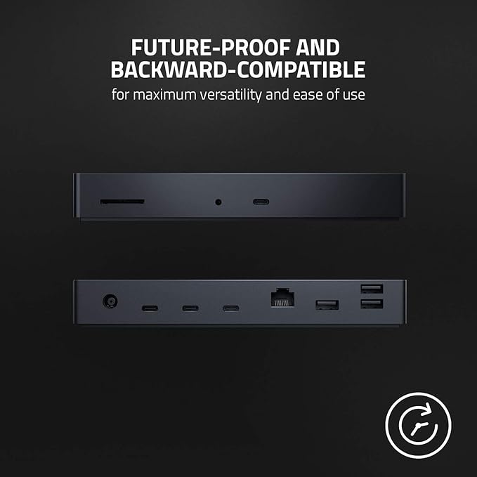Razer Thunderbolt 4 Dock: 10 Ports in 1 - Dual 4K or Single 8K Video Output - USB A and C Hub 2.5 GbE Thunderbolt 3 Mac and PC Compatible - Thunderbolt 4 Certified - Passthrough Charging - Chroma