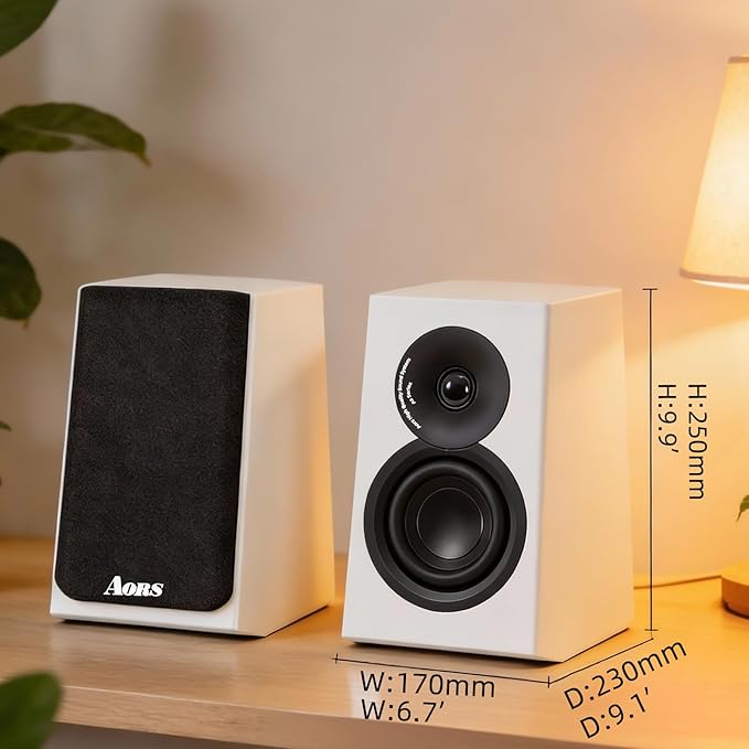 Active Bookshelf Speakers for TV &amp Desktop – Powered Stereo Bluetooth 5.3 Speaker with Optical &amp RCA Inputs Subwoofer Output Modern Wooden Design(AS-42 White)
