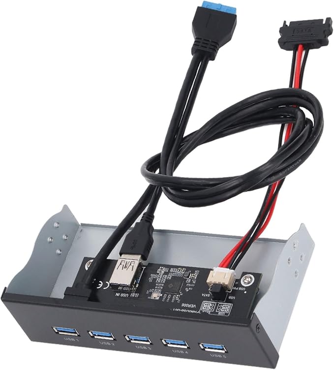 5.25 Inch 19 Pin Front Panel USB Hub 5xUSB3.2 GEN1 Ports GL3510 Controller Multi System Compatibility for WIN7 8 10 2003 OS X