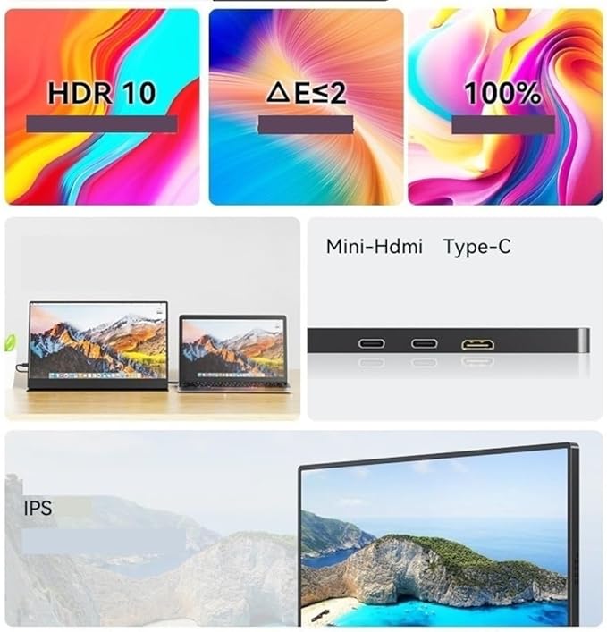 Portable Laptop Monitor 1080P IPS Portable Monitor External Laptop Secondary Screen 60hz Extended Gaming Display