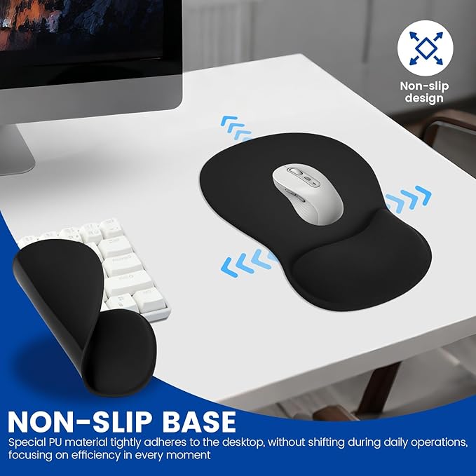 Ergonomic Mouse Pad with Gel Wrist Rest 4 Pack Smooth Wrist Support Surface Comfortable Mousepad with Non-Slip Base for Laptop Computer Office &amp Home Desk Accessories.