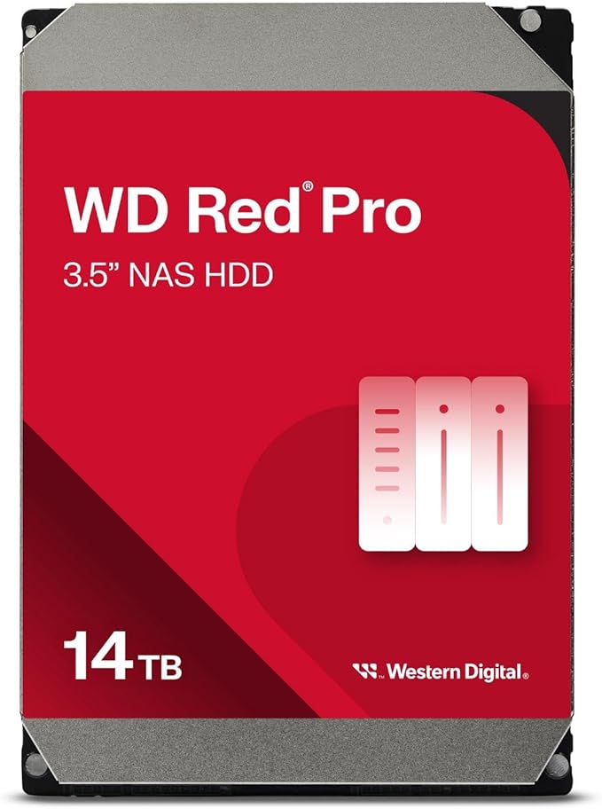 Western Digital 14TB WD Red Pro NAS Internal Hard Drive HDD - 7200 RPM SATA 6 Gb/s CMR 512 MB Cache 3.5 - WD141KFGX