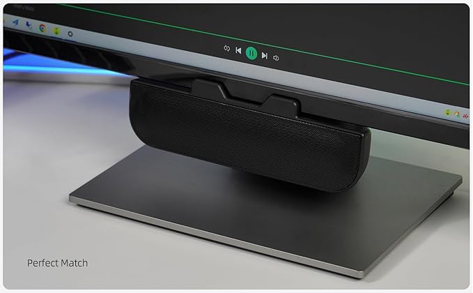 Computer Speakers for Desktop PC Monitor Speakers USB Plug-in Wired External Speaker for Laptop Small Computer Soundbar for PC with Loud Sound Deep Bass USB-C Adapter Easily Clamp to Monitor