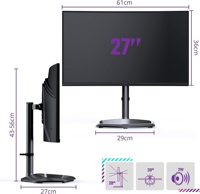 Cooler Master 27-inch Curved Frameless 240Hz FHD 1920 x 1080 Desktop Gaming PC Monitor VA 8bit w/Quantum dot 0.5ms (MPRT) Curve 1500R Adaptive Sync DP 1.2 * 1 + HDMI 2.0 * 2 VESA Mount