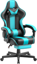 Ferghana Gaming Chairs Ergonomic Racing Style PC Game Computer Chair with Headrest Lumbar Support Adjustable Recliner PU Leather Video Computer Chair(Lake Blue)