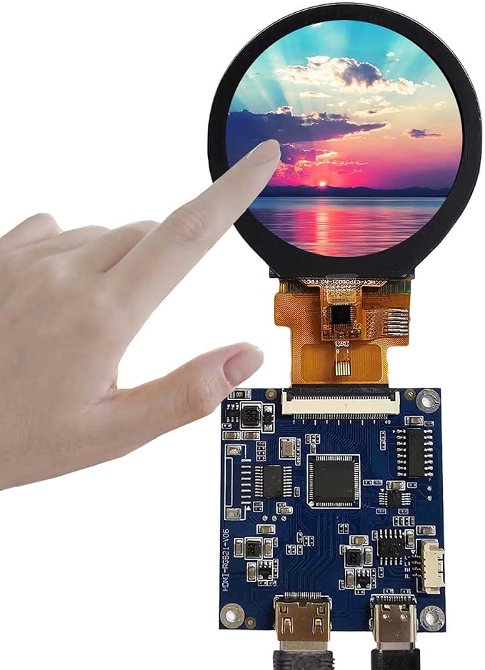 2.1 inch 480X480 IPS MIPI 300nit Circle LCD Touch Screen and 40 pins Controller Board