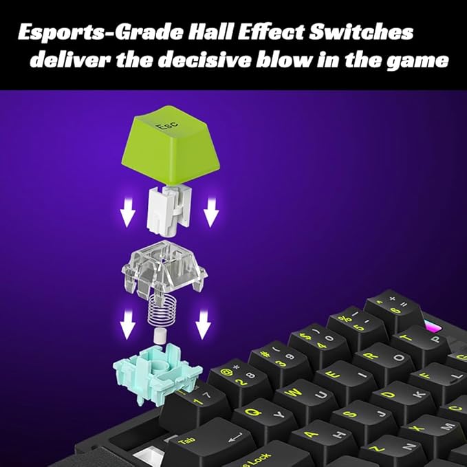 Left-Hand Mechanical Gaming Keyboard Hall Effect Magnetic Switch29 Keys Hot Swappable0.01mm Adjustable RT/RS8K Portable One Hand Gaming Keypad for FPS &amp Rhythm Games PC/MacRGB(White)