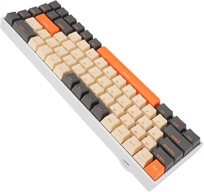 Pongnas 60 Percent Gaming Mechanical Keyboard 68 Key RGB Backlit Type C Wired Keyboard with Red Switch RGB Lighting Effects Ergonomic Design ABS Material Suitable for Home Office