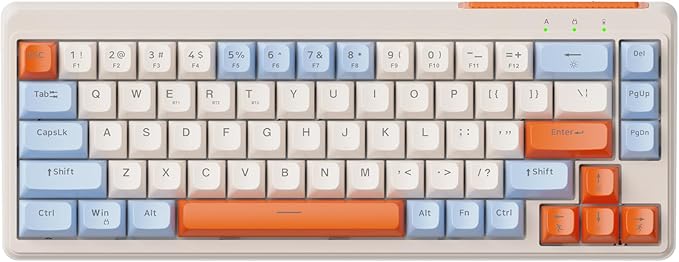 M68 65% Wireless Gaming KeyboardBluetooth/2.4GHz/ Wired Tri-Mode Silent Membrane KeyboardPBT Keycaps2000mAH Rechargeable67 Keys Rainbow LED Backlit PC Gaming Keyboard for Win/Mac-Blueberry