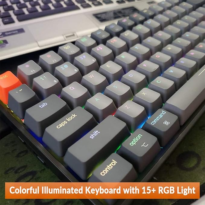 Keychron K2 75% Layout RGB Bluetooth Wireless Mechanical Keyboard with Keychron Super Brown Switch/Anti Ghosting/N-Key Rollover Compact 84 Keys USB Wired Gaming Keyboard for Mac Windows-Version 2