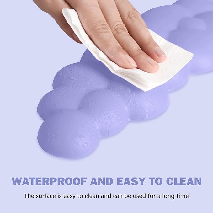 Cloud Keyboard Wrist Rest and Mouse Pad with Wrist Support Set Ergonomic PU Leather Mousepad Pain Relief Memory Foam Non-Slip for ComputerLaptopLavender Purple